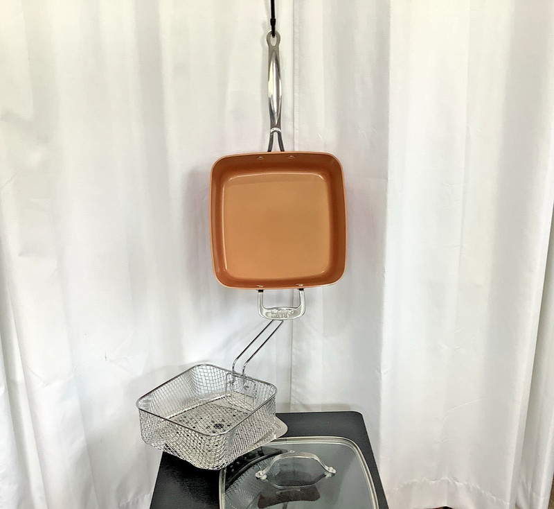 Bulbhead Red Copper-Ceramic 10" Square Pan 4 Piece Set Deep Fry Roast Steam Bake gallery