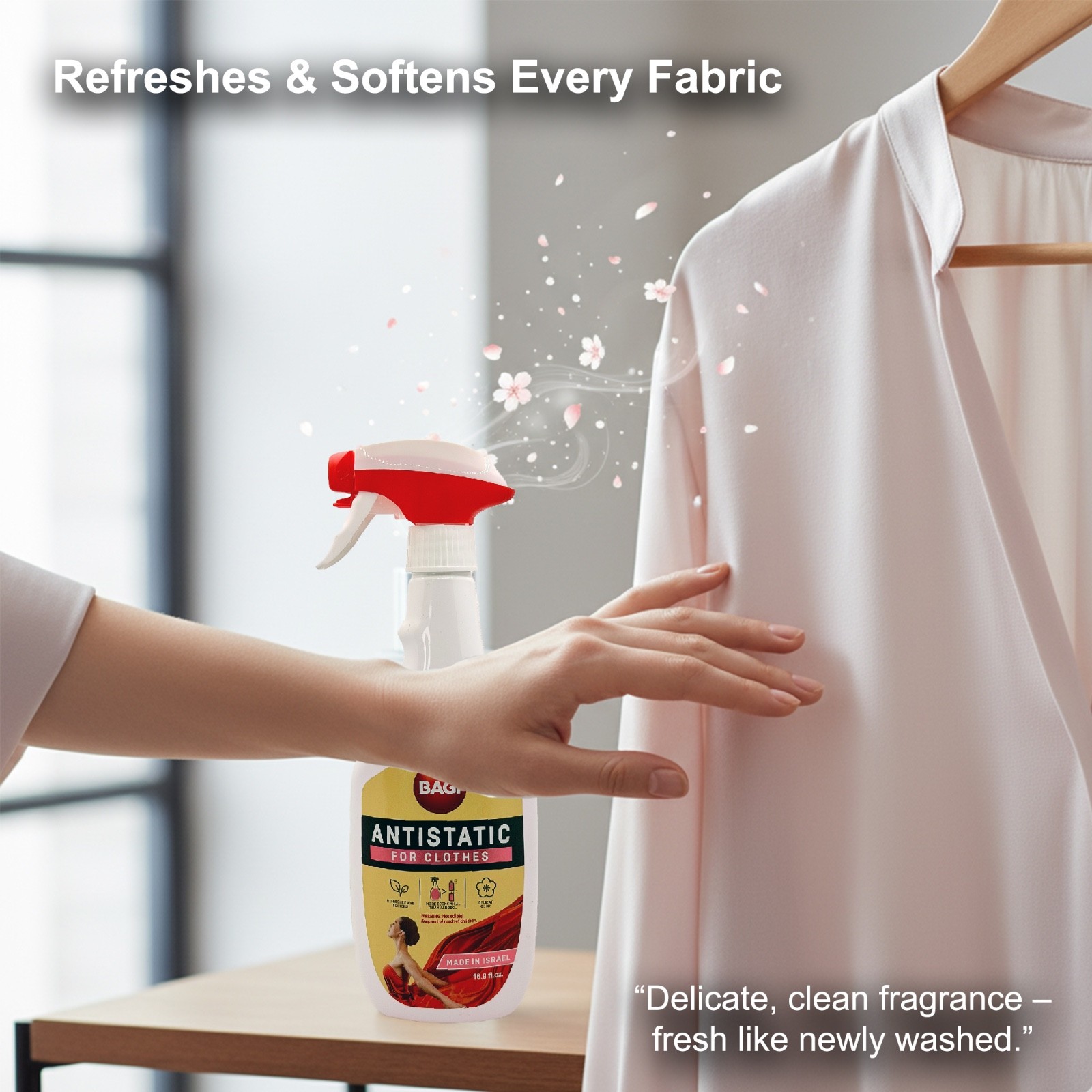 BAGI Antistatic Spray for Clothes. Eliminates Static Cling, Prevents Shocks gallery