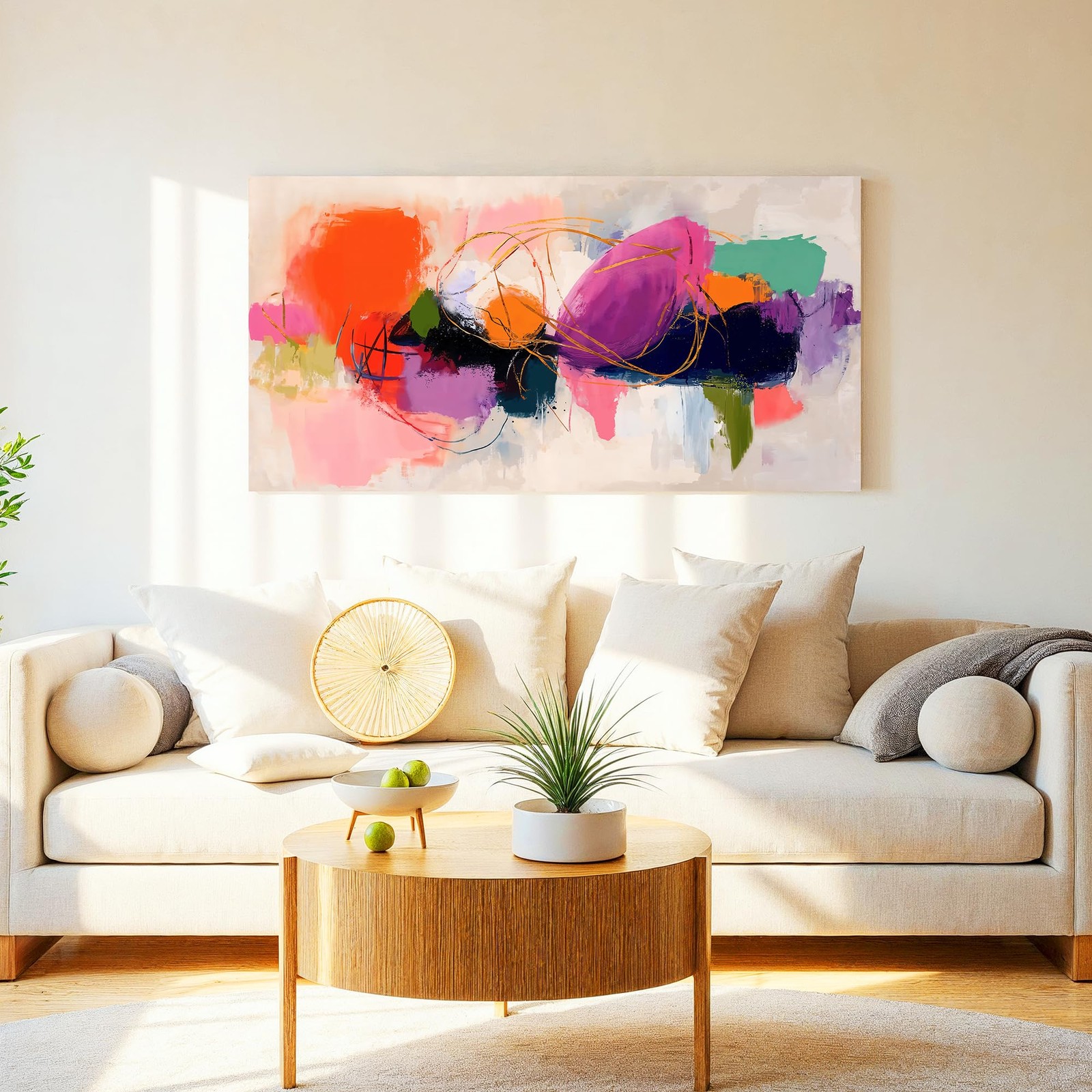Colorful Graffiti Abstract Wall Art For Living Room Modern 24"X 48" Canvas Ar... gallery