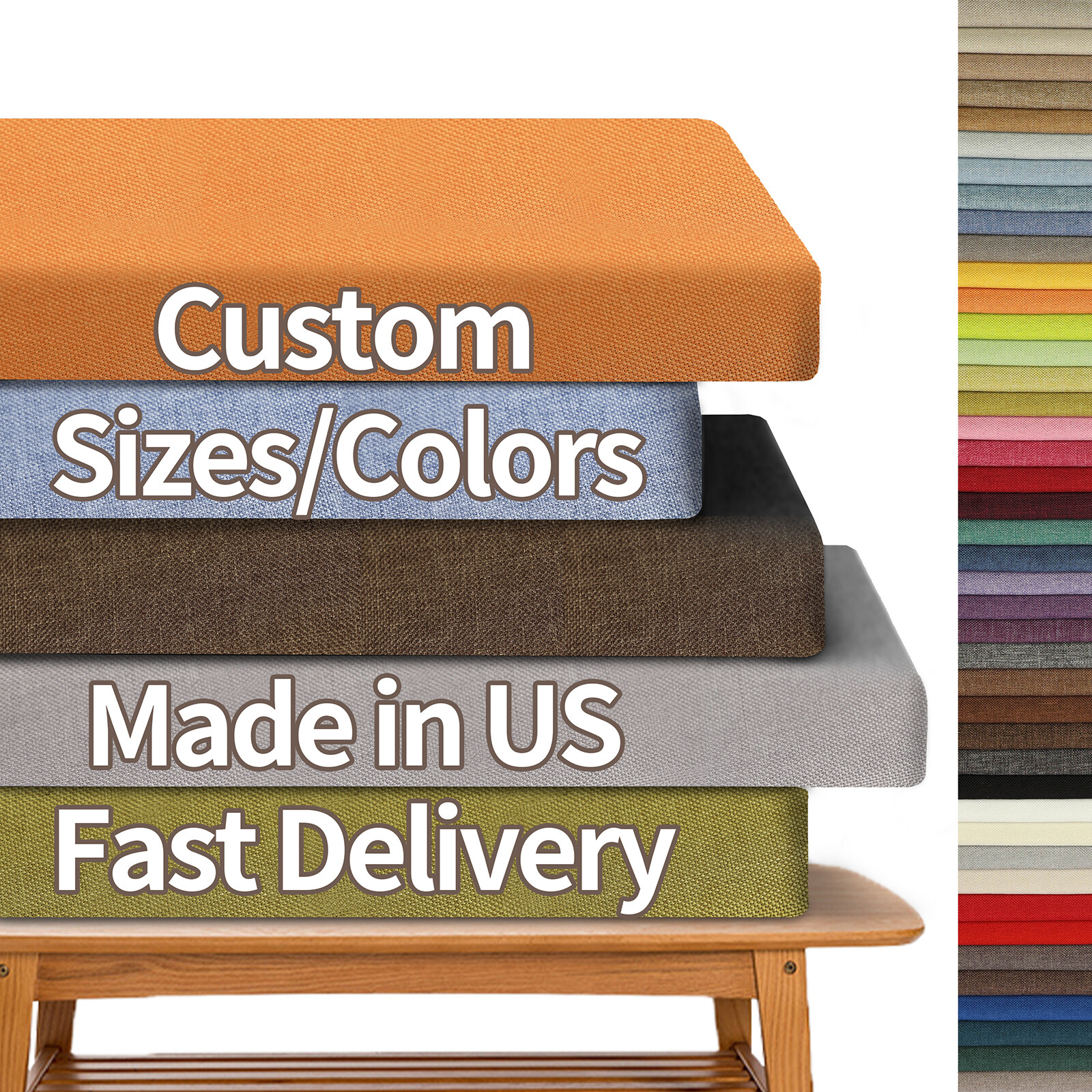 Colourtree Custom Size 3" Thick Bench Cushion Window Seat Cushion Indoor Outdoor gallery