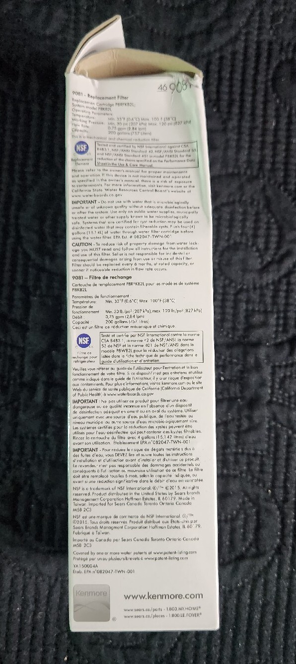 Kenmore 9081 Replacement Refrigerator Water Filter 46-9081 Cartridge 1 Pack NEW gallery
