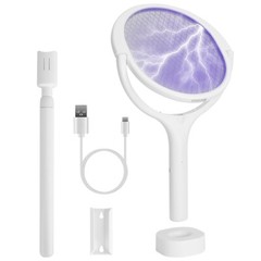 New 3-in-1 Electric Bug Zapper Racket, Mosquito Swatter with Telescopic Wand