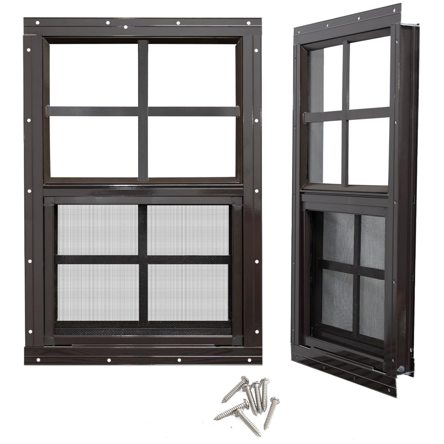 Durable Shed Windows 2 Pack Black Frame 24x27 Flush Mount gallery