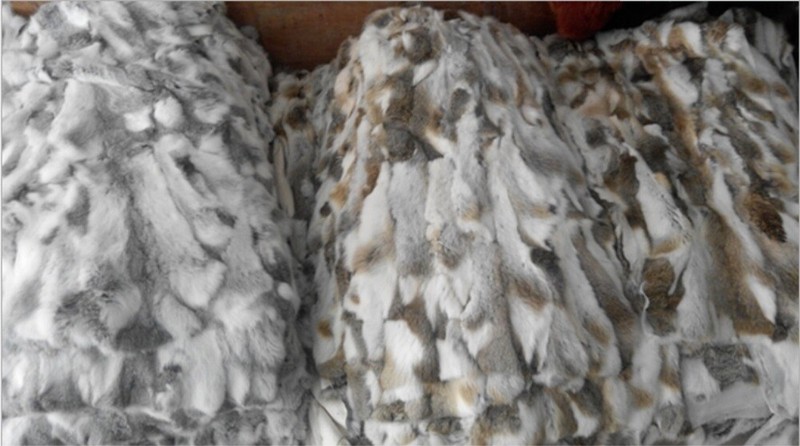Real Rabbit FUR Throw Blanket Patchwork Skin Fur Rug Pelz Leather Pelt 1.8'x3.3' gallery