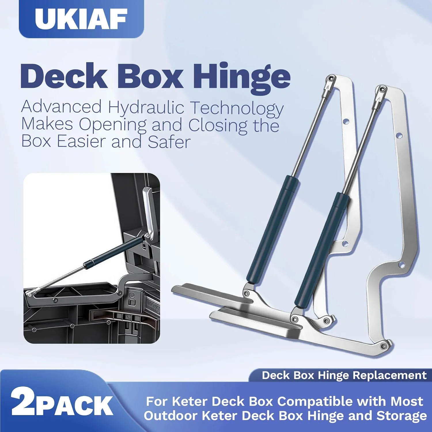 2 Pack Deck Box Hinge Replacement for Keter Outdoor Storage Box Made of Galvaniz gallery
