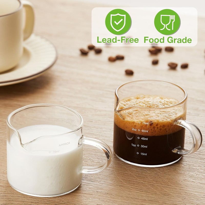 2 Pack Measuring Cups, 75ML Espresso Cups with Handle, Espresso Shot Glasses ... gallery