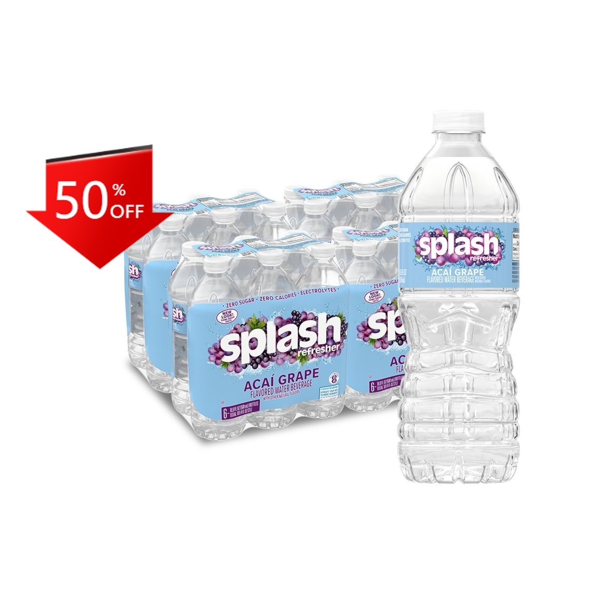Splash Refresher Acai Grape Flavored Water Beverage - 24 Pack/16.9 Fl Oz gallery