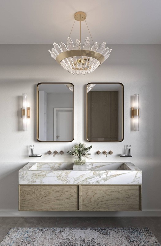 Andi Rectangular Vanity Wall Mirror Modern Beveled Gold Black Frame 24" Wide gallery