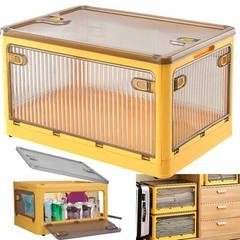 Foldable Wheels Storage Bins with 4 Doors Stackable Closet Organizer Containers