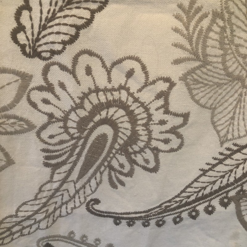 Pottery Barn Table Runner Crewel Embroidered Linen 70”x 18” Thanksgiving gallery