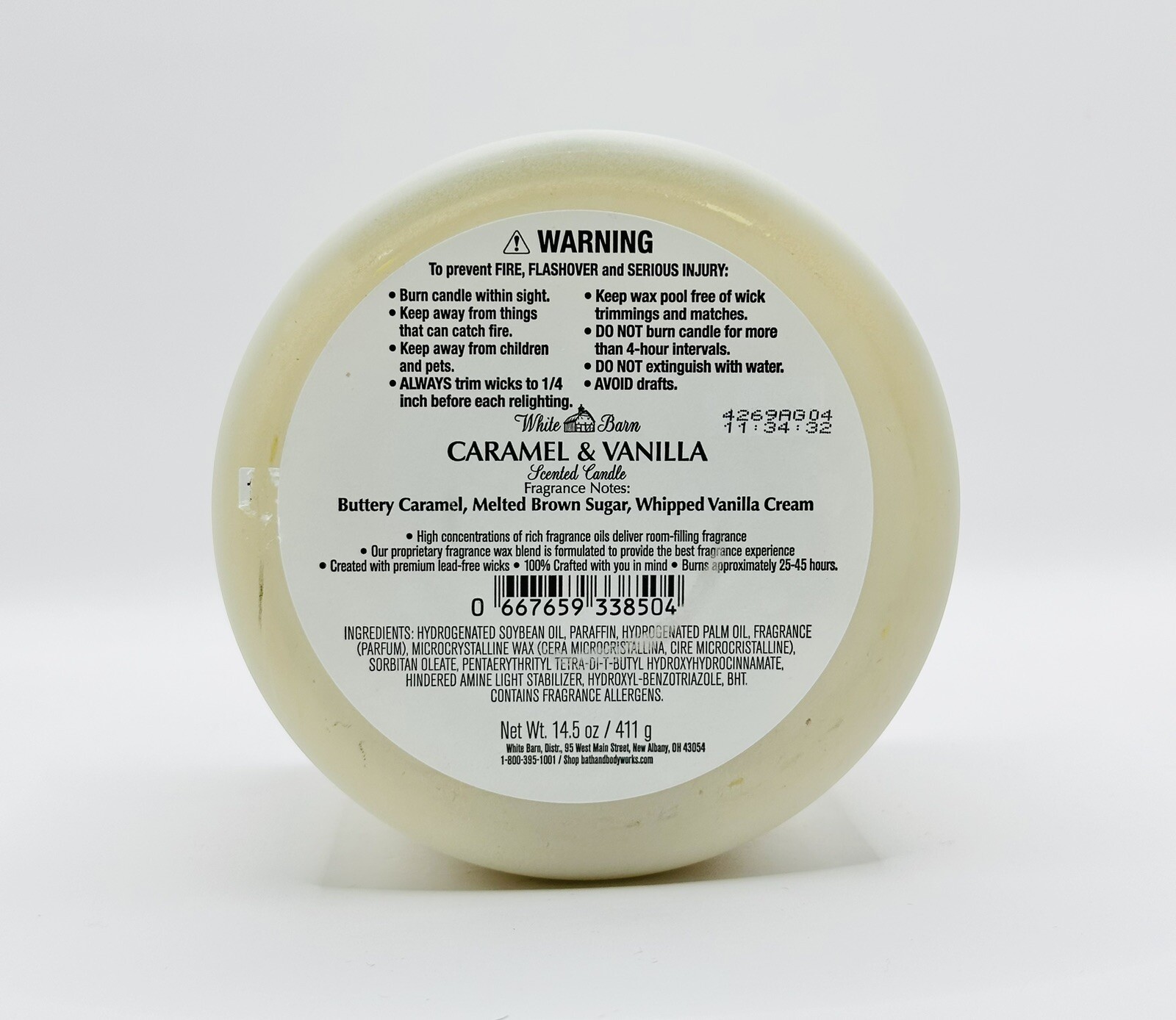 NEW Bath & Body Works Caramel & Vanilla 3-Wick Candle 25-45 burn hours gallery