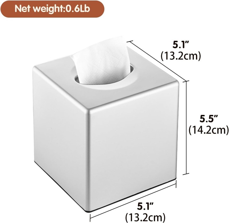 Elegant Silver Square Tissue Box Cover - Modern Home Accessory for All Rooms gallery