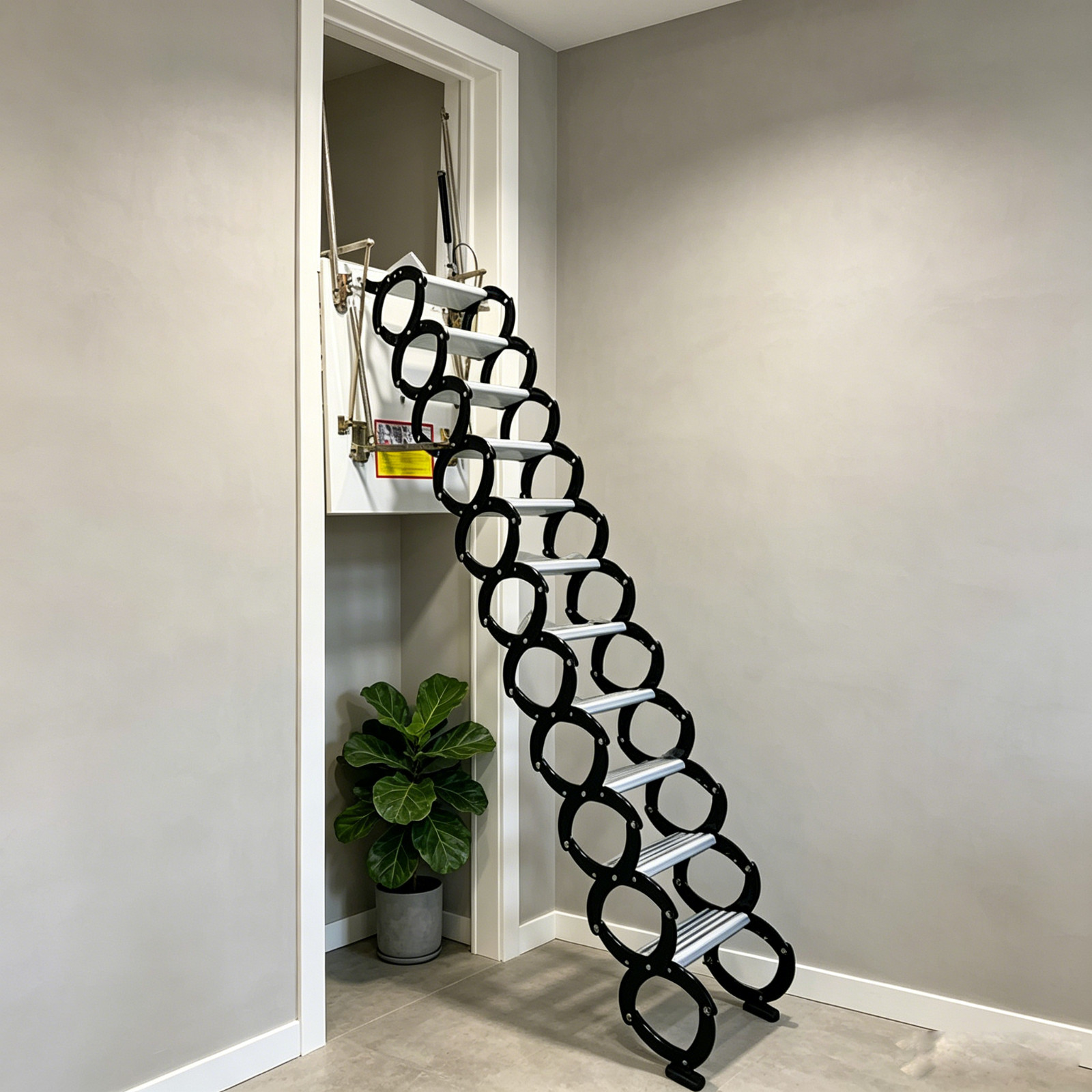 Side Mounted Telescopic Loft Ladder 11 Steps Aluminum Magnesium Alloy 660lb Capa gallery