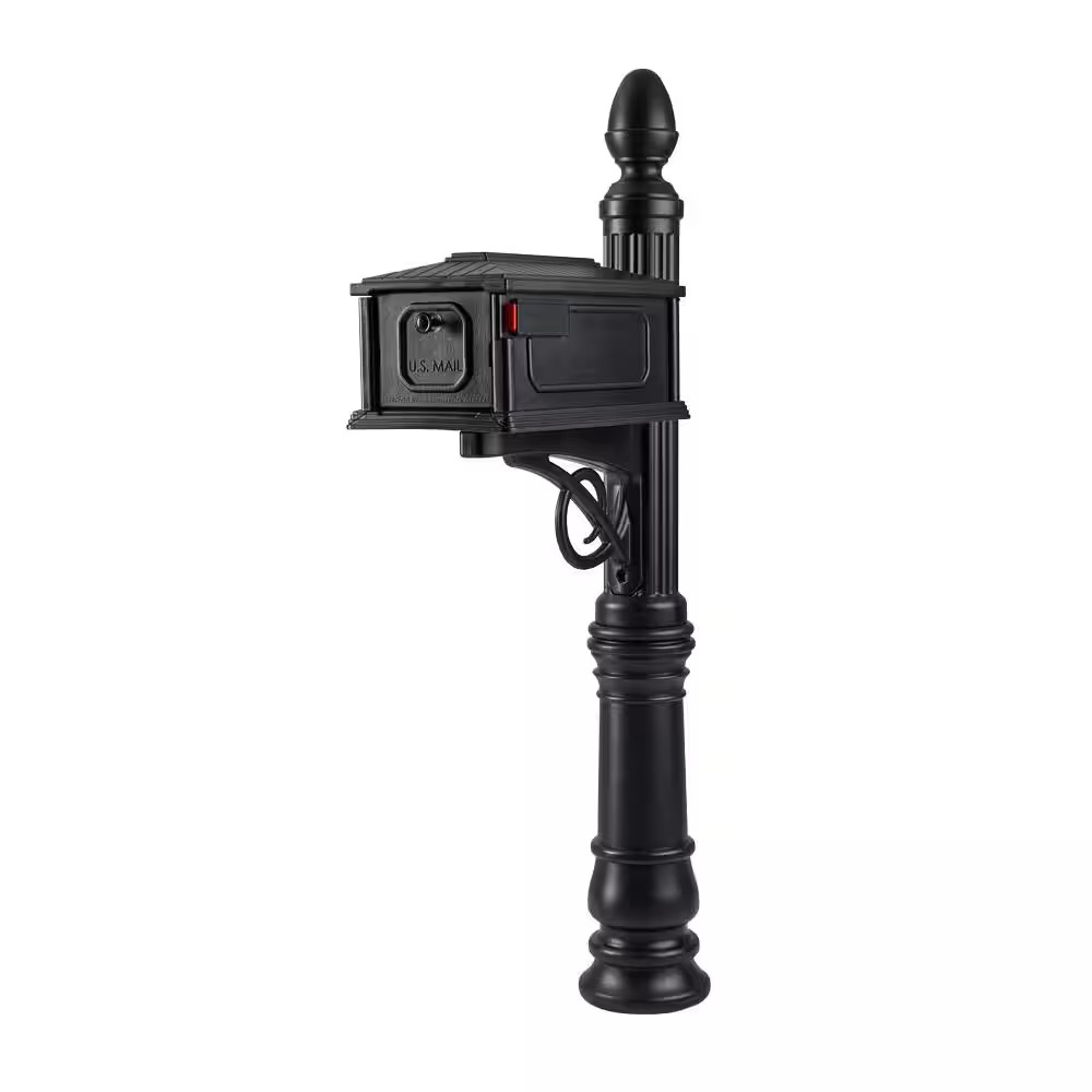 Stratford Black, Medium, Plastic, All-In-One Mailbox and Post Combo gallery