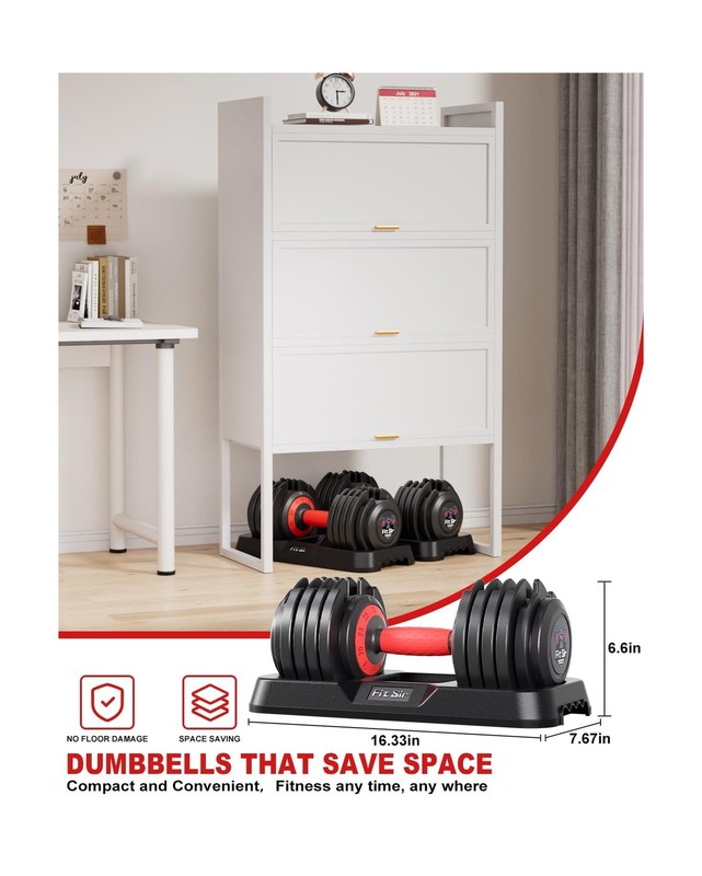 Adjustable Dumbbell Set, 10-in-1 25LB/55LB Ajustable Dumbbells with Safe Lock... gallery
