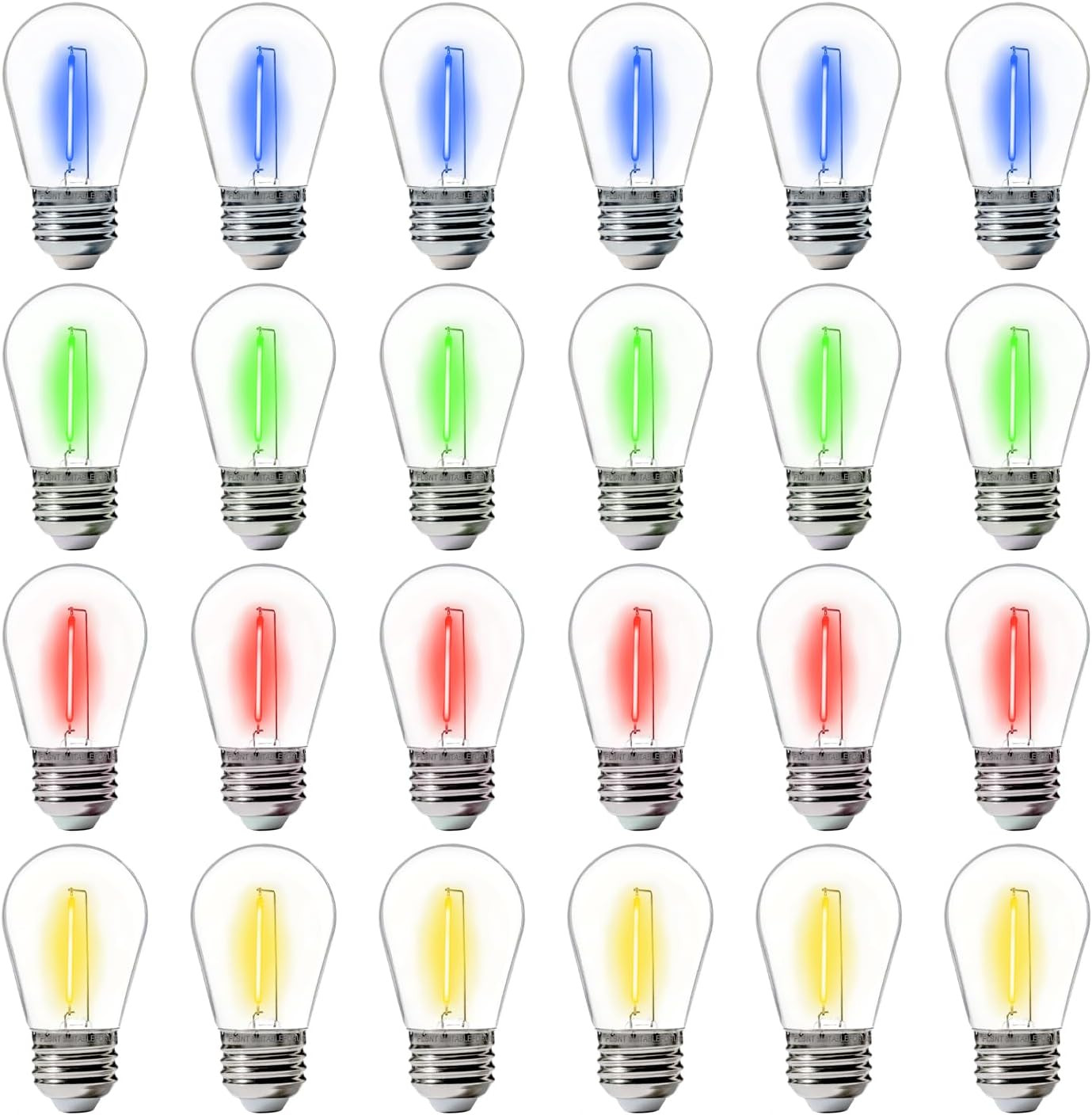 24-Pack S14 Colored LED String Light Bulbs, 1W Waterproof Outdoor Indoor Replace gallery