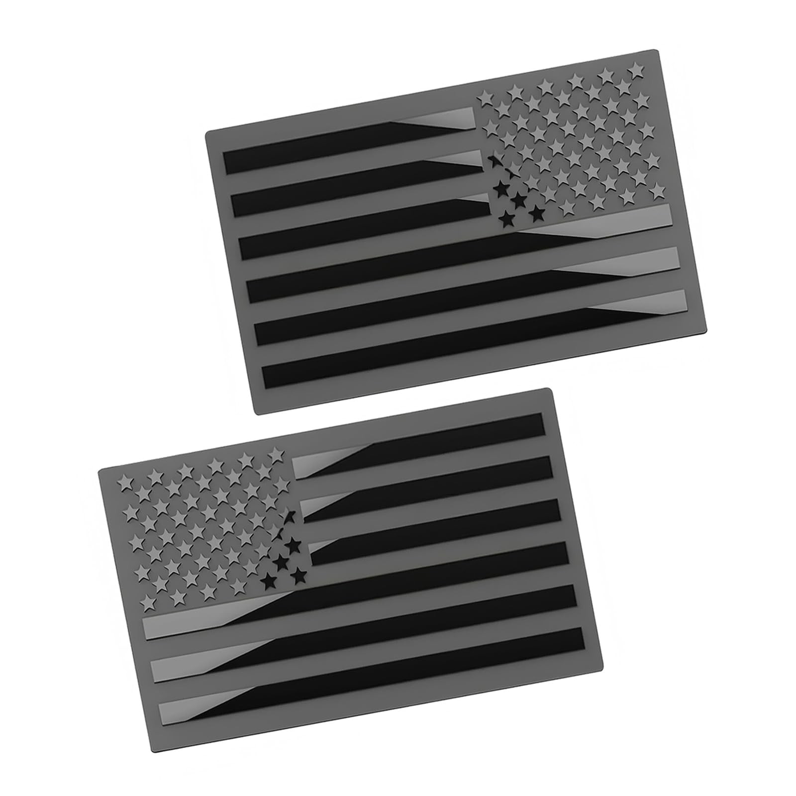 2 Pack 3D Metal Embossed Reverse American Flag Car Emblem Badge Black Silver gallery