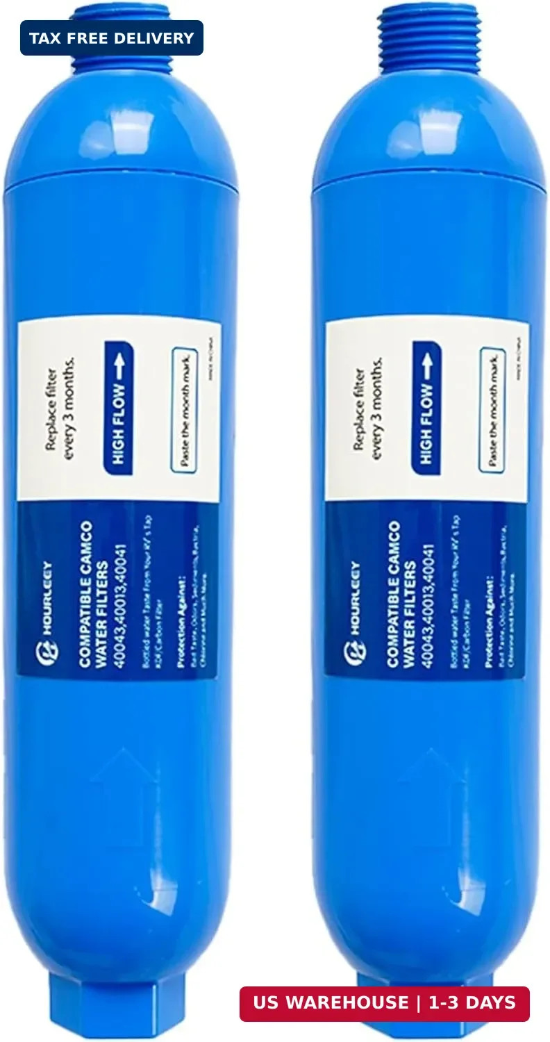 Hourleey 2 Pack RV Inline Water Filter, Reduce Bad Taste, Odors, Rust, Fluoride, gallery