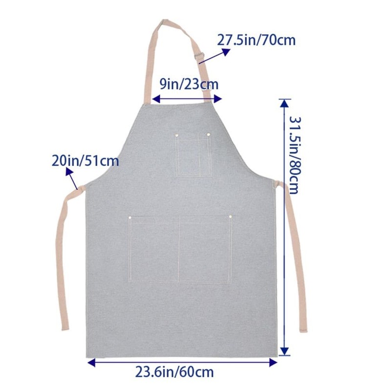 Adjustable Bib Apron with 2 Pockets for Chef Cooking Kitchen Restaurant gallery
