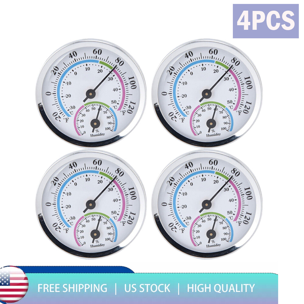 4PC Analog Thermometer Hygrometer Humidity Meter Gauge Temperature Room Indoor gallery