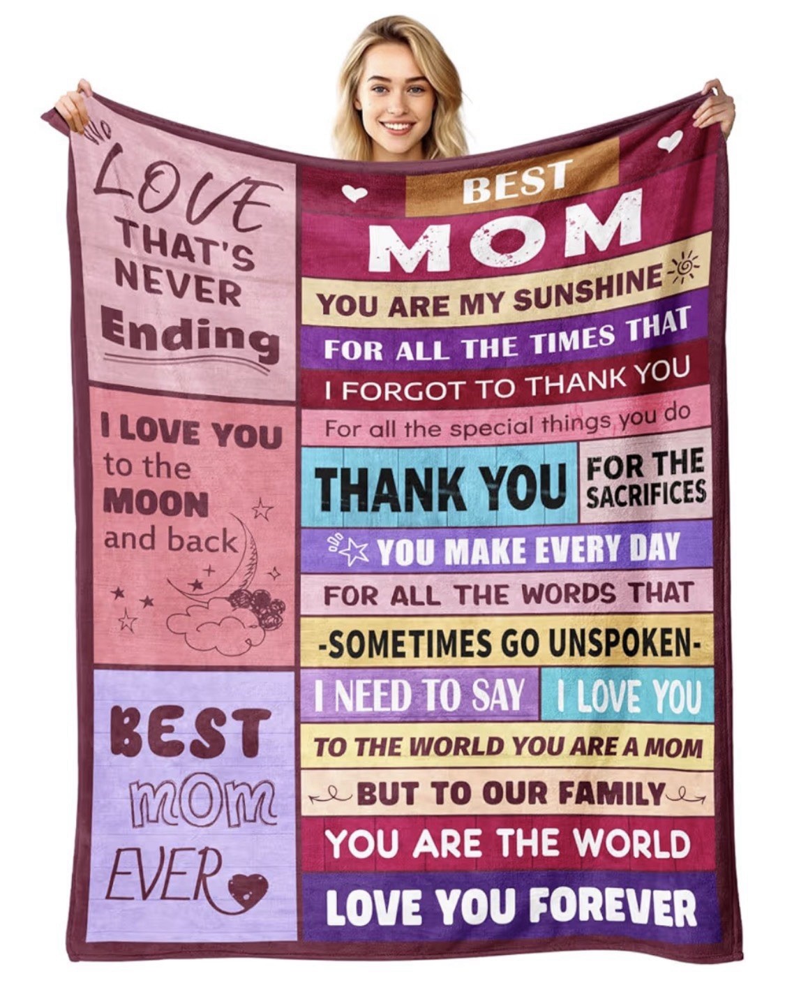 Best Mom Inspirational Text Throw Blanket 50x60in Multicolor Machine Wash gallery