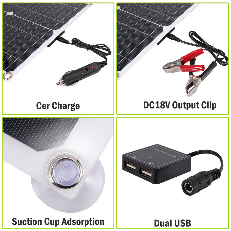 400W Solar Panel Kit 100A 12V Battery Charger w/ Controller Caravan Boat RV Car gallery