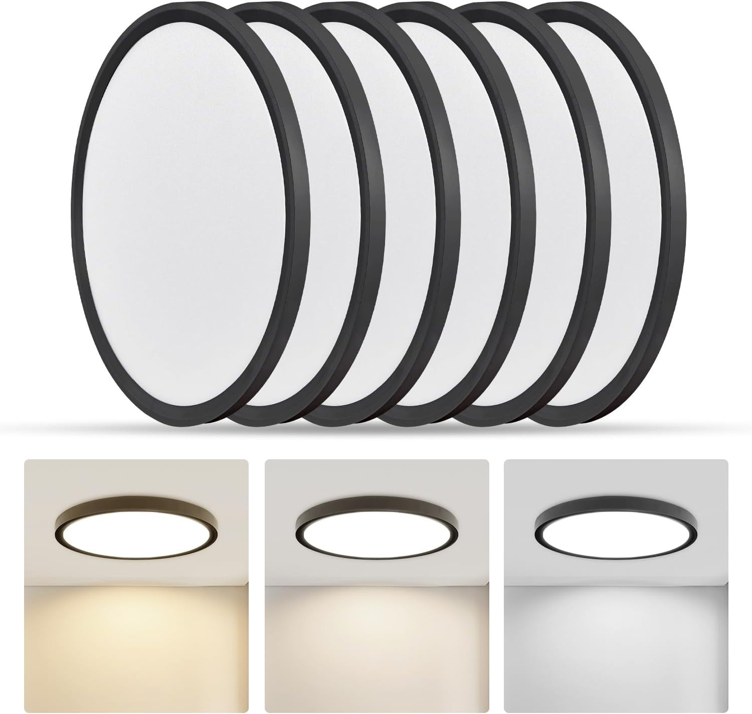 6 Pack 9" LED Flush Mount Ceiling Light - 3 Color Options, Ultra-Slim Design gallery