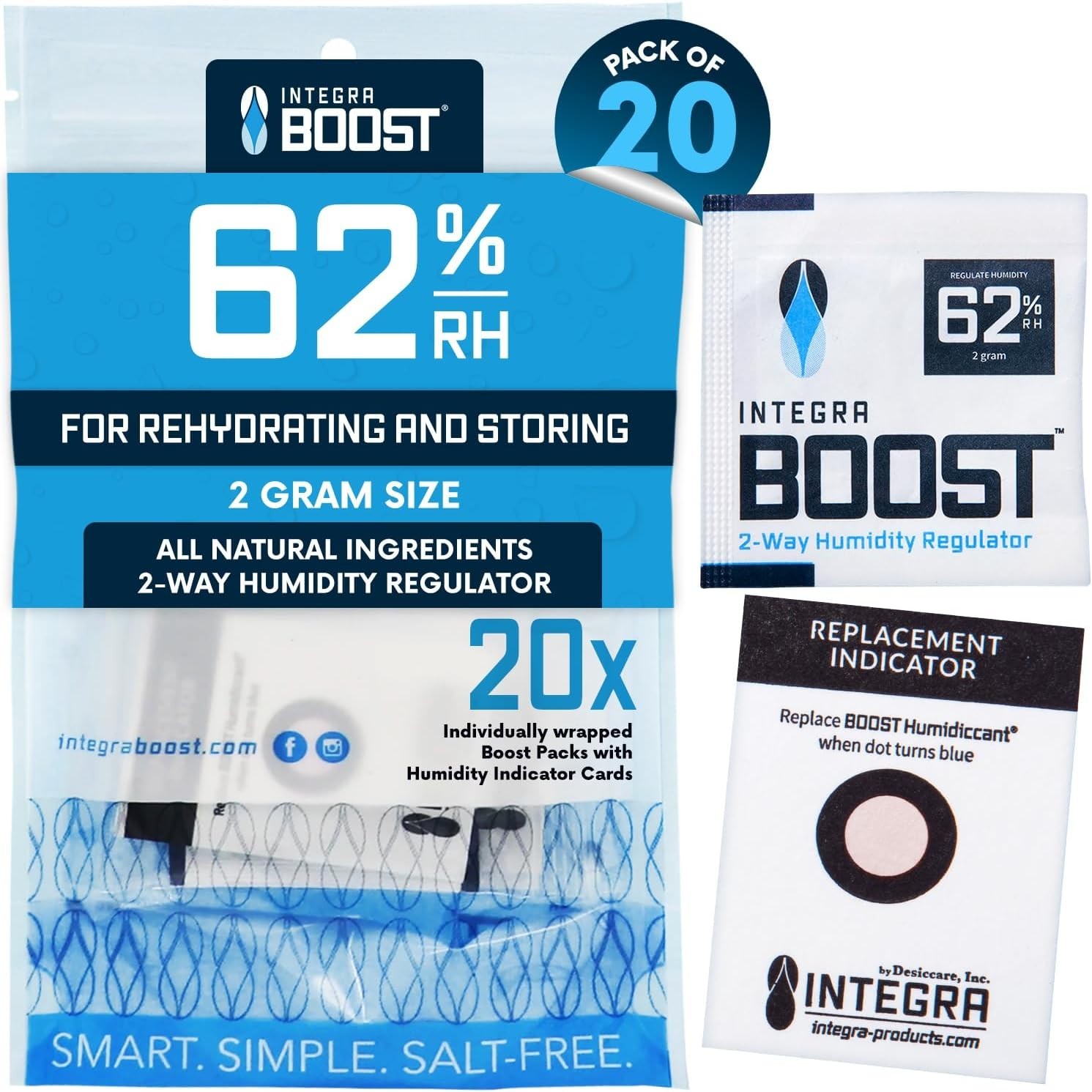 Integra Boost RH 2-Way Humidity Control, 62 Percent, 2 Gram (Pack of 20) gallery