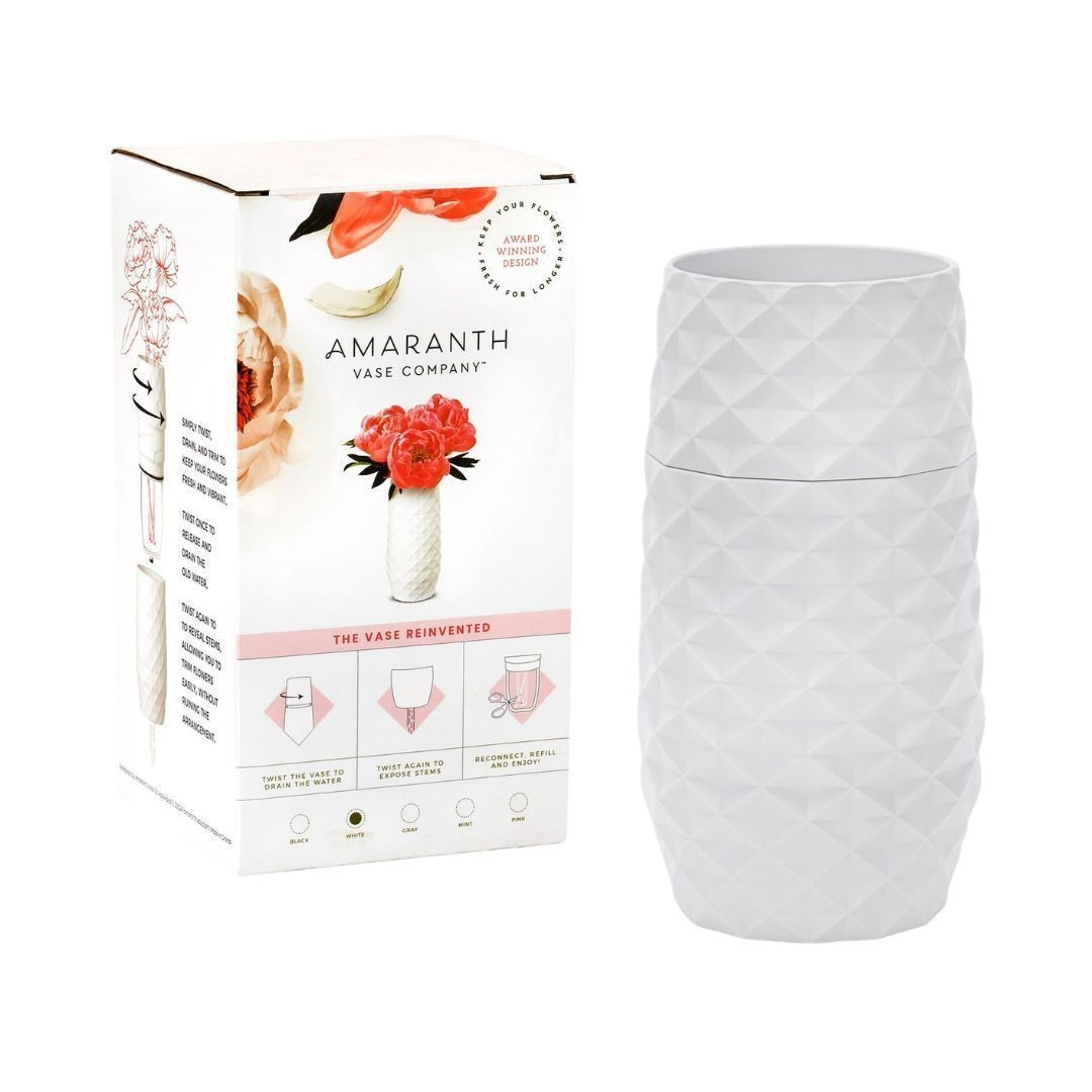 Amaranth Diamond Pattern 7.5 Inch Vase Durable Construction (White) gallery