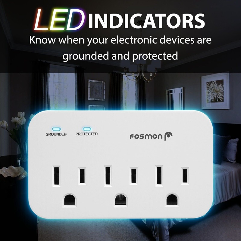 Fosmon 3 Outlet Surge Protector Multi Plug Wall Adapter Tap 1200J [ETL Listed] gallery