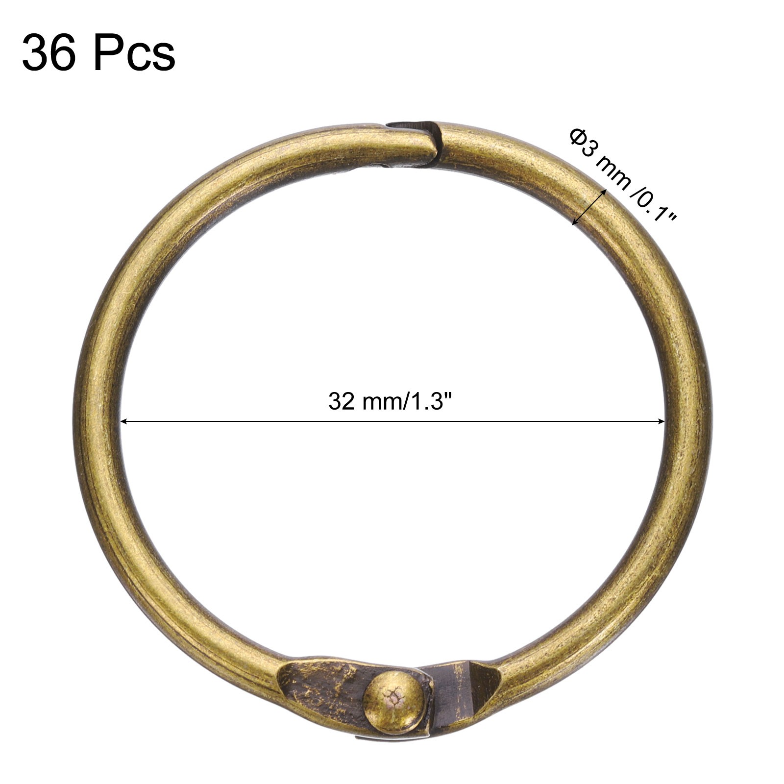 36pcs Shower Curtain Rings 1.3 Inch Round Snap Hooks for Curtain Rods Bronze gallery