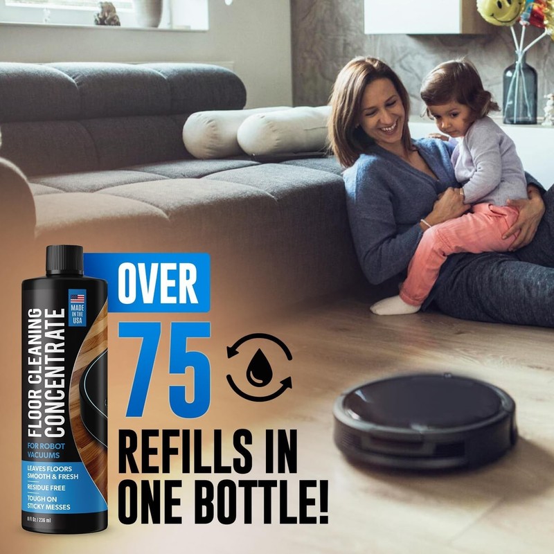 Effortless Floor Care: 75+ Refills Robot Vacuum Cleaning Solution - Made in USA gallery