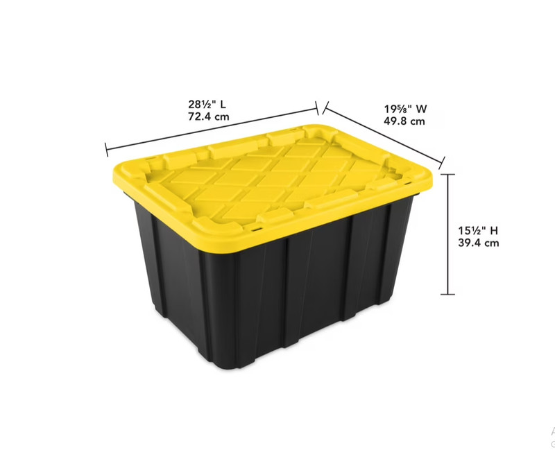 Sterilite Storage Bins 27 Gallon, Stackable Plastic Totes w/ Lids, Black Yellow gallery