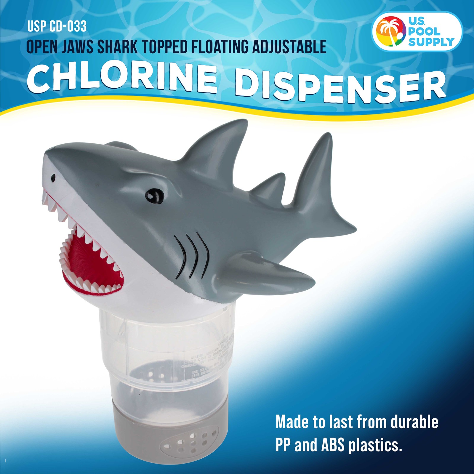 U.S. Pool Supply Open Jaws Shark Floating Pool Chlorine Dispenser Hold 3" Tablet gallery