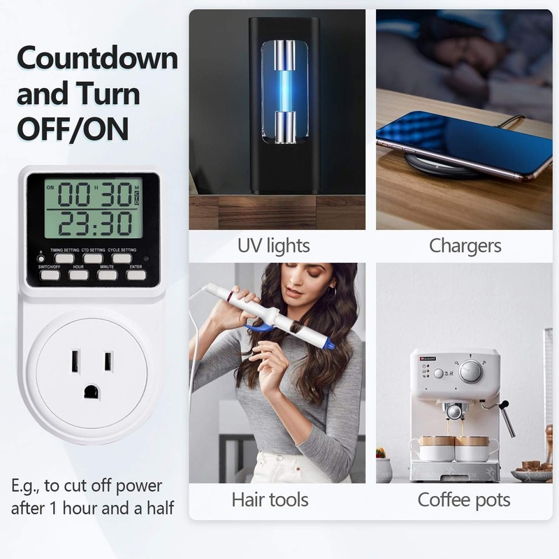 24-Hour Programmable Timer Plug for Electrical Outlet, 120V, 15A gallery