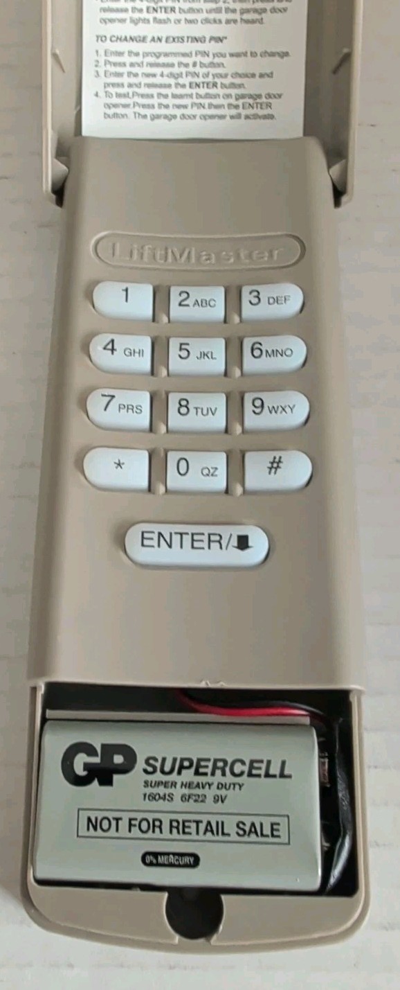 LiftMaster Wireless Keypad 878MAX 877MAX Garage Door Opener Missing Battery Cove gallery