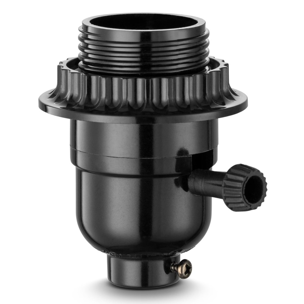 3 Way Light Socket with Lamp Shade Ring, E26 Replacement Black