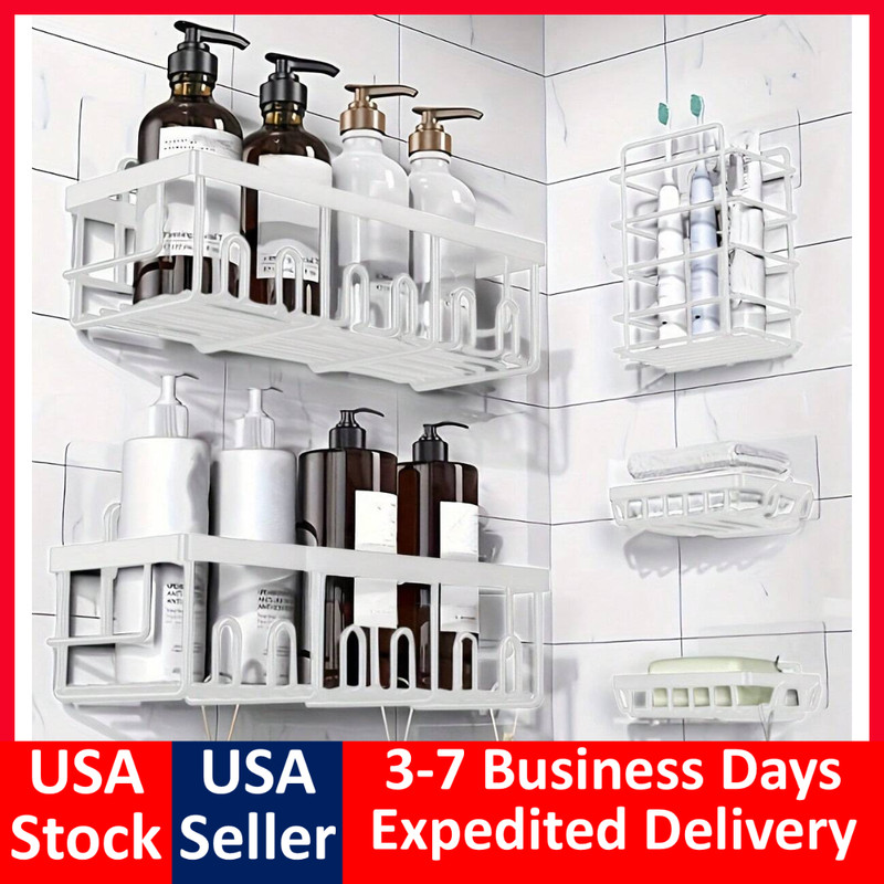 5 Pack Shower Caddy Adhesive Shower Organizer for Bathroom Storage & Kitchen gallery