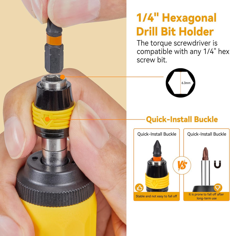 13Pcs Torque Screwdriver Set, 1/4" Adjustable Torque Wrench 10-70 In-Lb, Small P gallery
