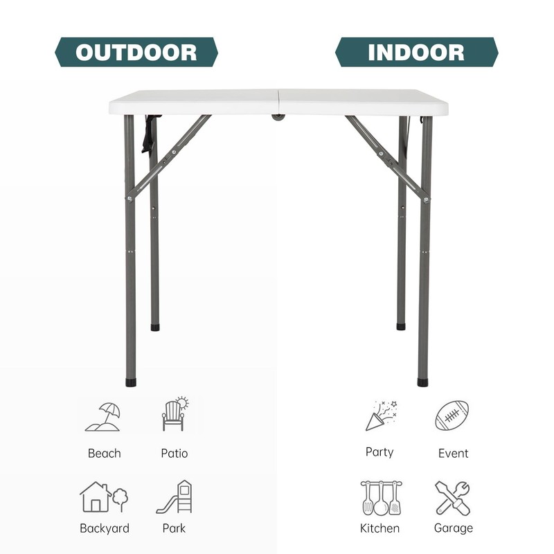 Fdw 34 Square Outdoor Dining Table Foldable Portable Plastic Folding Card Table gallery