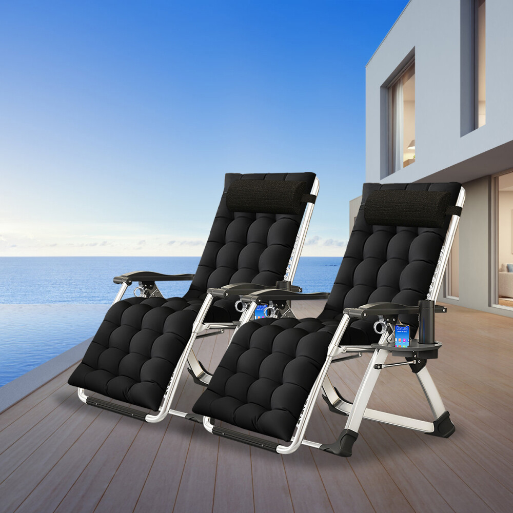 Begonia.K 2Pcs Adjustable Zero Gravity Folding Reclining Lounge Chair & Tray gallery