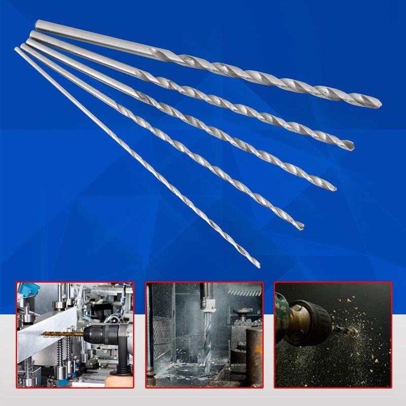 5 Size Extra Long Drill Bit Set 150mm HSS Straight Shank 2-5mm Diameter Wood gallery