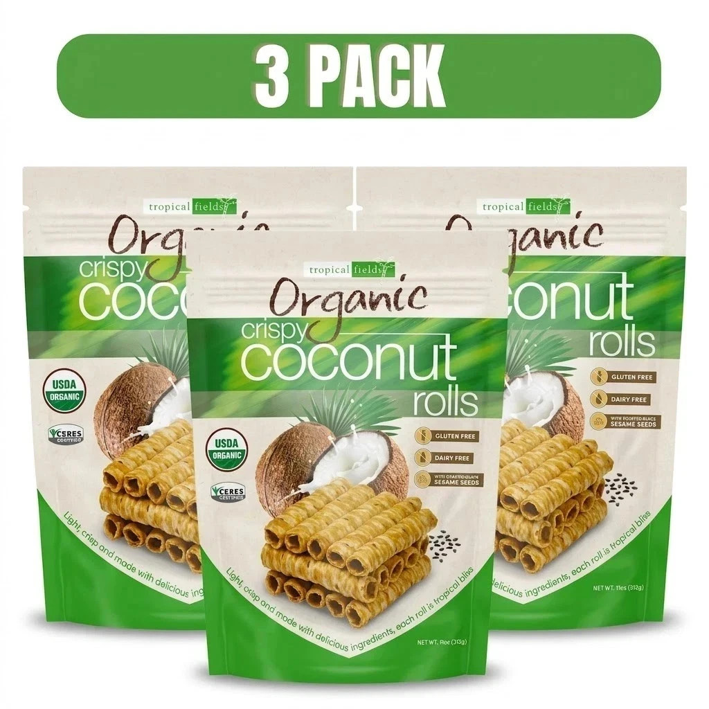 Tropical Fields Organic Crispy Coconut Rolls 11oz (3 Pack) Gluten-Free Snack gallery