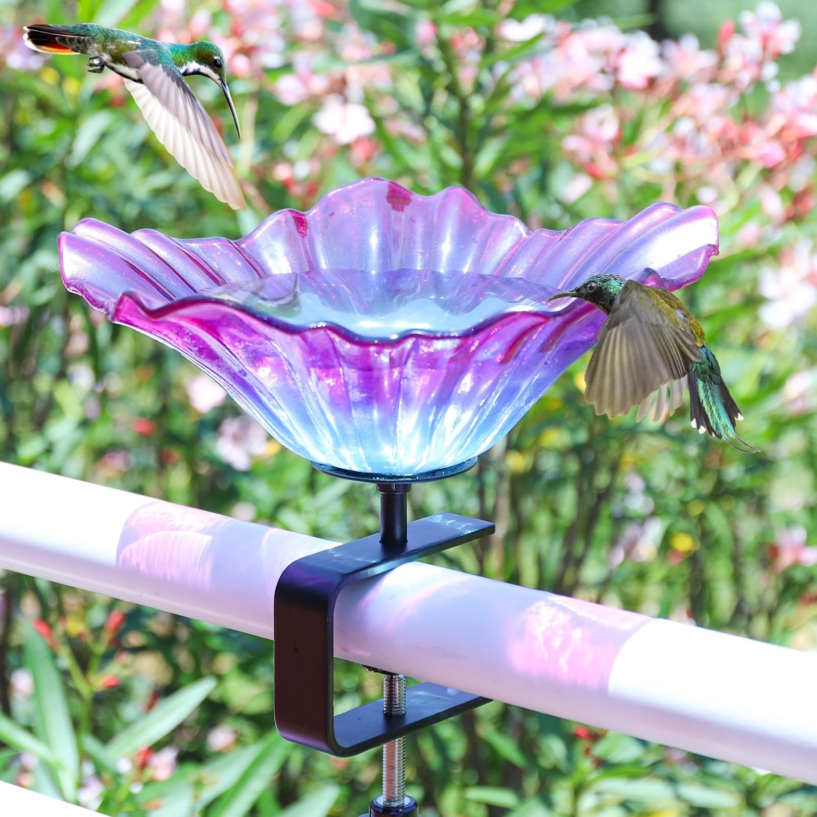 MUMTOP Deck Mounted Bird Baths for Outdoors, Glass Bird Baths Bowl with Adjus... gallery