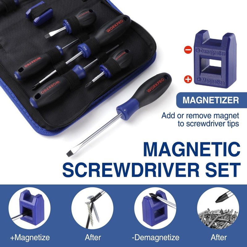WORKPRO Magnetic Screwdriver Set 10-Piece Flat Head Phillips Slotted Screwdriver gallery