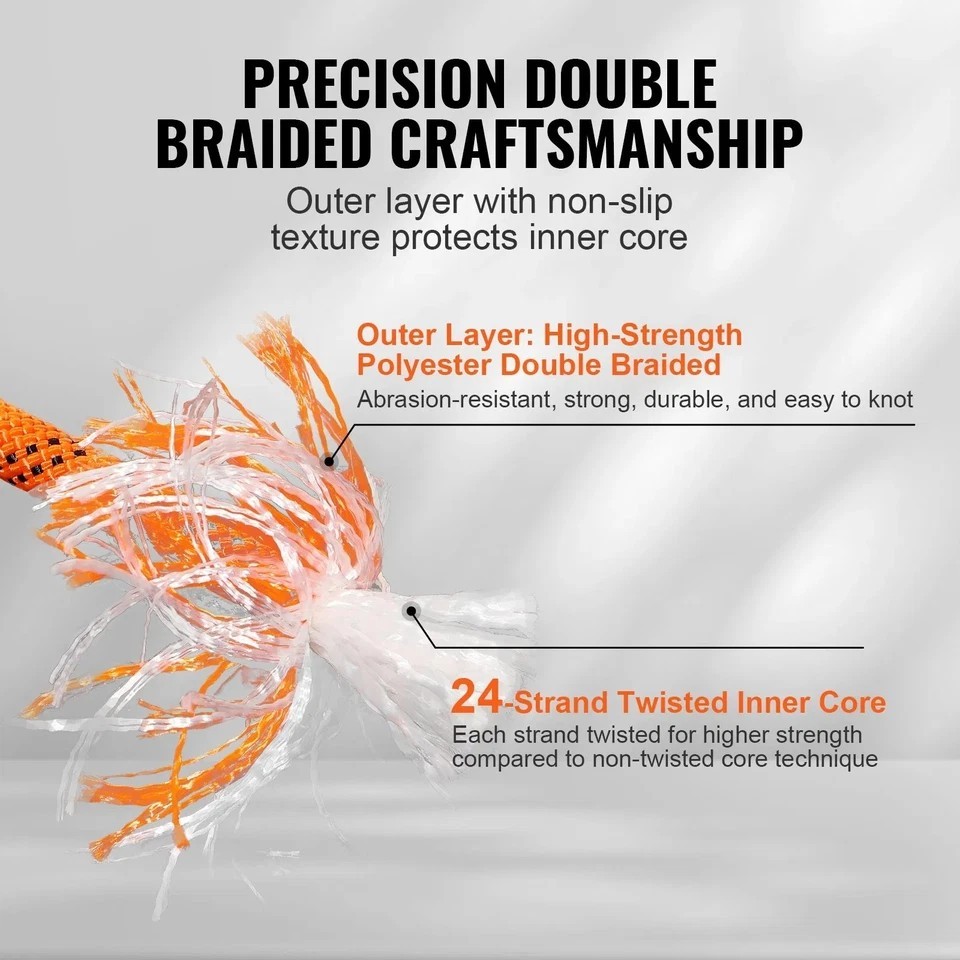Double Braided Polyester Rope, 3/4 in x 220 ft, 24 Strands, 12700 LBS Breaking gallery