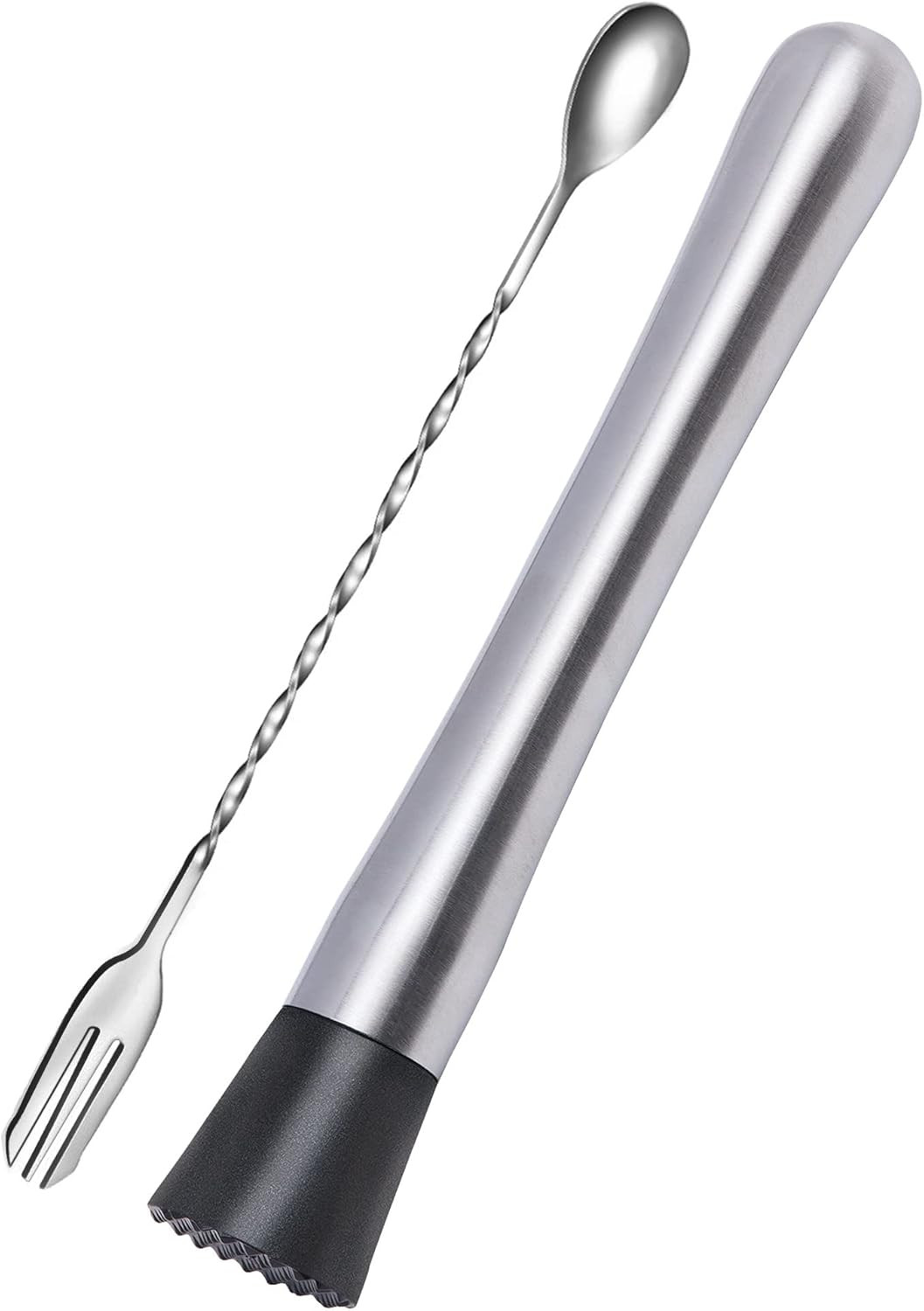 10 Inch Stainless Steel Muddler for Cocktail and 10 Inch Mixing Bar Spoon, 2 Pic gallery