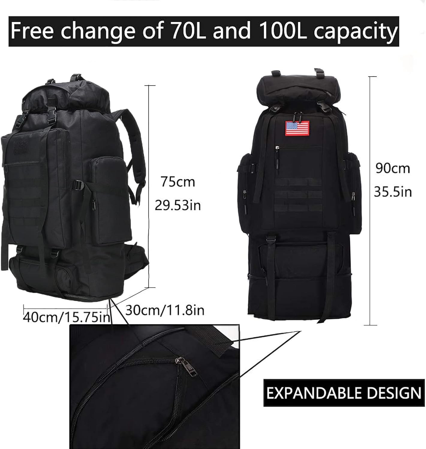 Hiking Backpack – 70L/100L Rucksack, Camping & Climbing Pack 4
