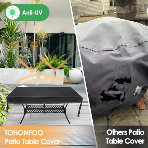 Rectangular Patio Table Cover - Waterproof Anti-UV Outdoor 85" L x 40" W x 6" H gallery