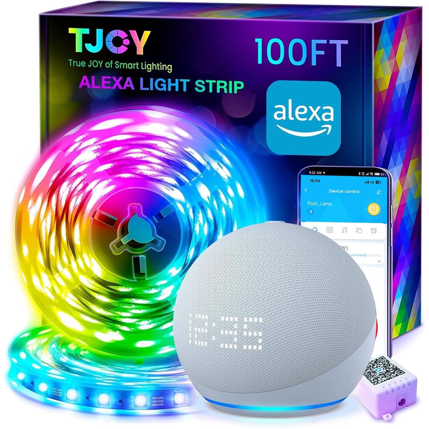 TJOY 100ft Smart Led Strip Lights for Bedroom Work with Alexa RGB Color Changing gallery